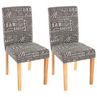 ESSZIMMERSTUHL 2er-Set klassisch und zeitlos 90x43x56cm Sitzhöhe 45cm Textil mit Schriftzug helle Beine Grau - Grau, Textil (43/90/56cm) - CHEFGASTRO