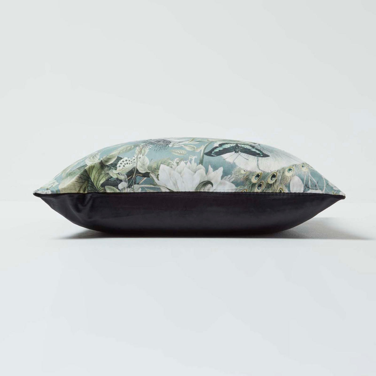 KISSENHÜLLE Butterfly Garden – Samt grün-grau 46/46 cm - Grau, Textil (46/46cm) - Homescapes
