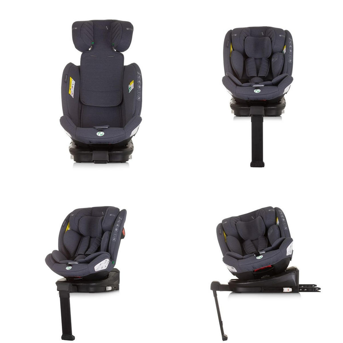 KINDERSITZ Tourino i-Size (40-150cm) dunkelgrau Isofix, höhenverstellbar, Stützbein, drehbar - Grau, Kunststoff (46/78/49cm) - Chipolino