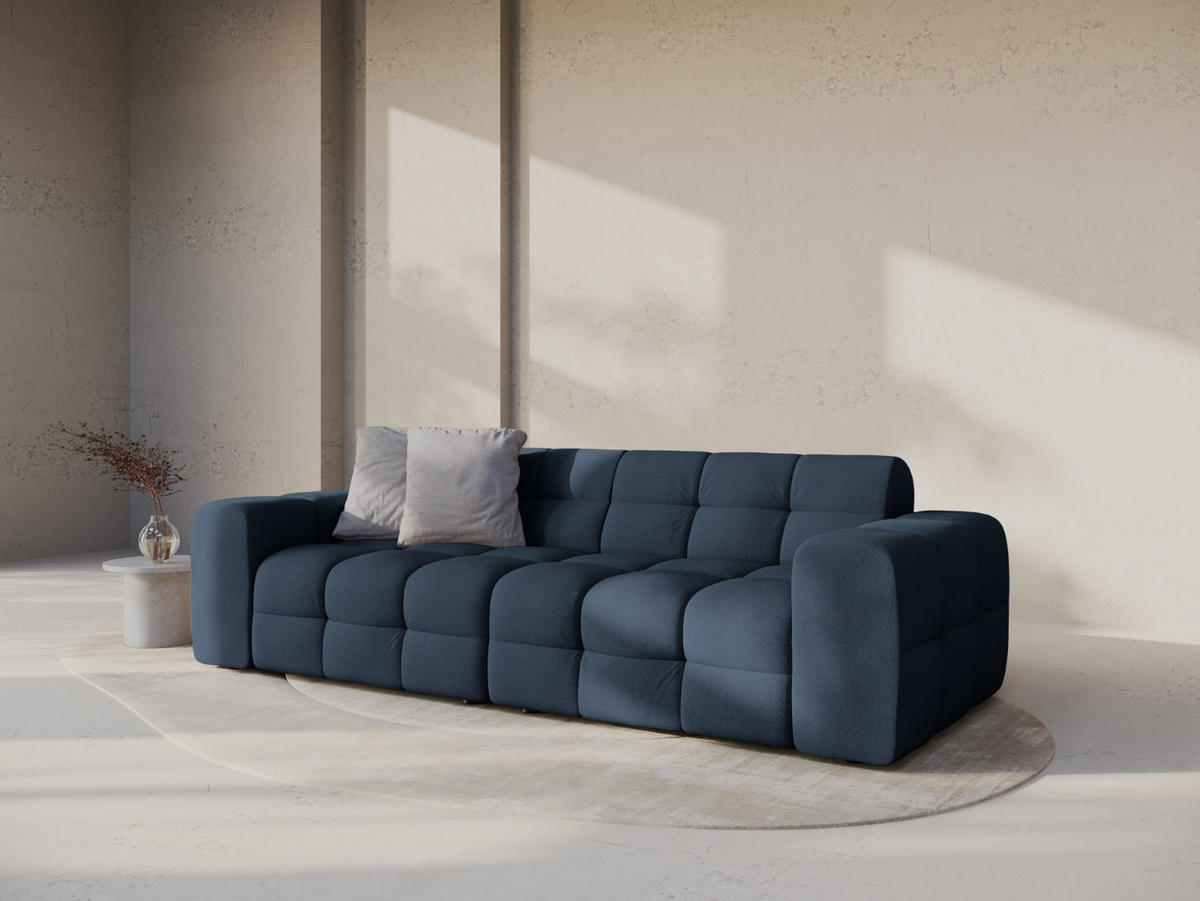 SOFA Kendal aus strukturiertem Stoff marineblau 4 Sitzplätze - Blau, Textil (255/79/103cm) - Micadoni