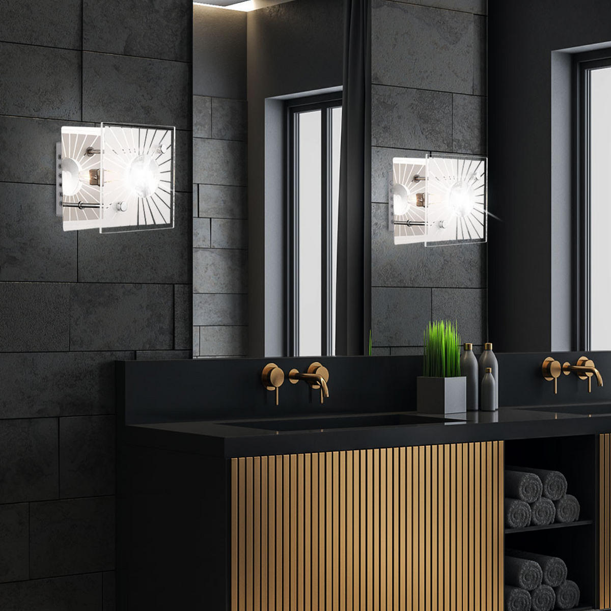 LED WANDLEUCHTE Metall Silber Kristalloptik - Silberfarben, Glas (11/10/11cm) - Globo Lighting