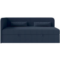 JUGENDBETT Calmmo Dunkelblau mit Chenille-Bezug, Kopfteil links - Dunkelblau, Textil (90/200cm) - Selsey