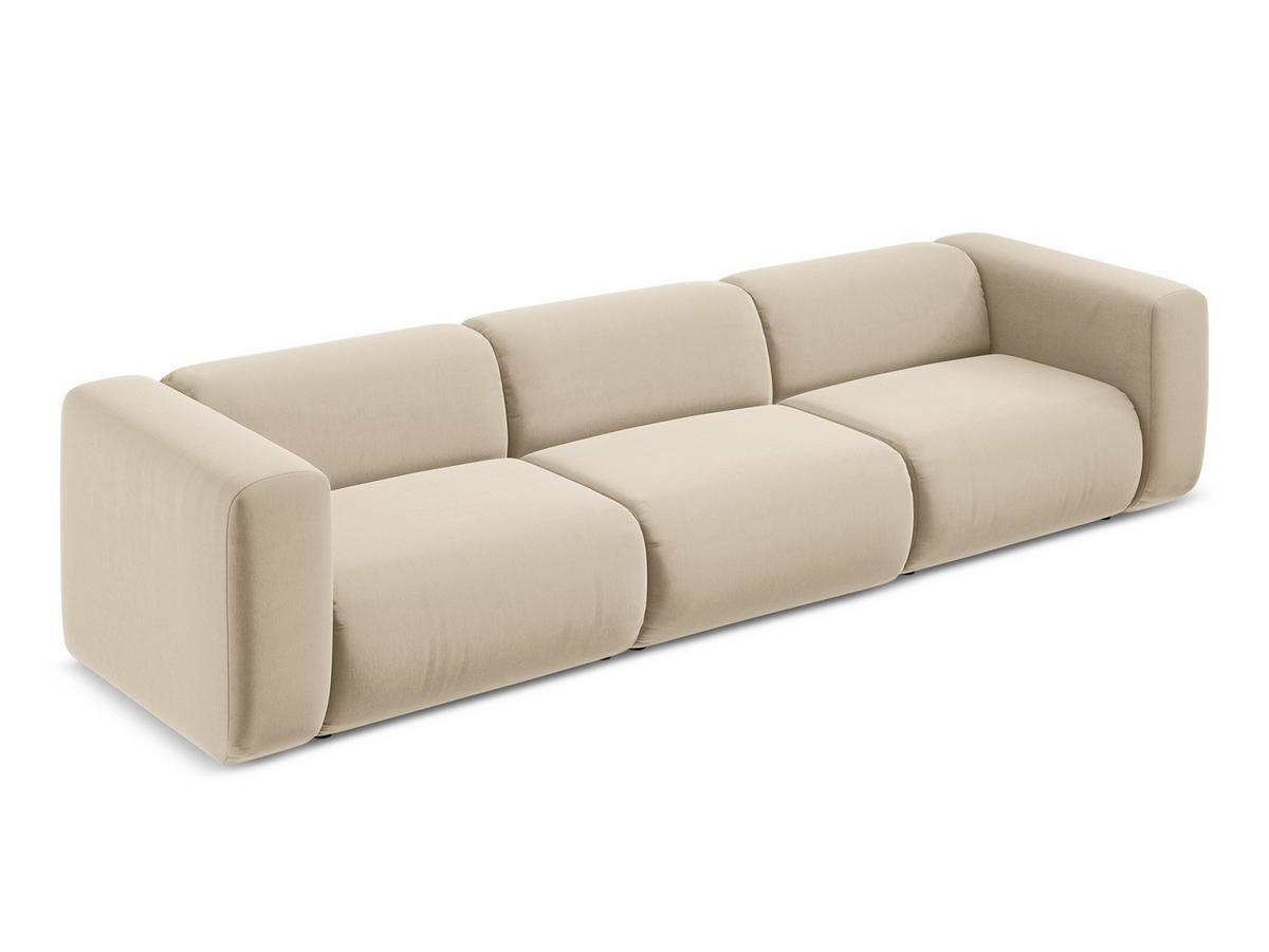 4-SITZER-SOFA Samt Stoff Beige - Beige/Creme, Kunststoff/Textil (319/70/89cm) - Makamii