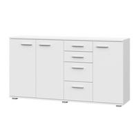 SIDEBOARD FAUSKE KOM3-3D4S Schubladen Weiß - Silberfarben/Weiß, Holzwerkstoff/Kunststoff (138/74/34cm) - Komodee