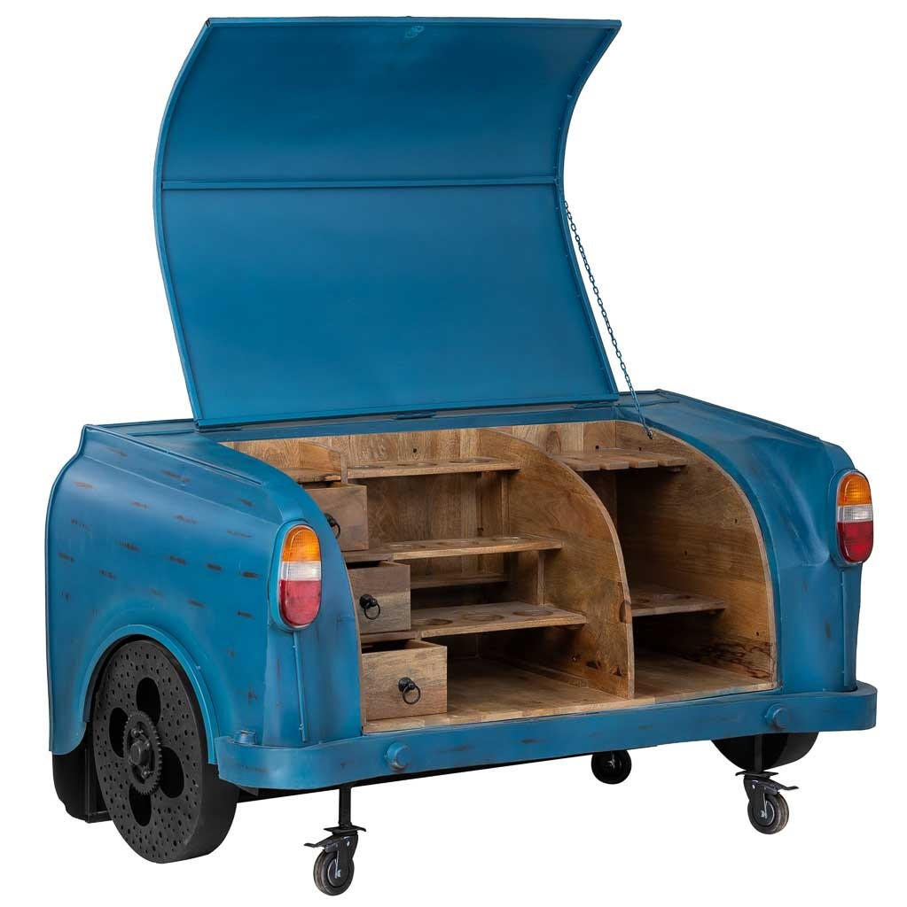 WEINREGAL, blau, 174x84x92cm - Blau, Holz (17/86.5/84cm) - Wanderlust