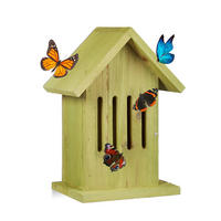 SCHMETTERLINGSHAUS - Grün, Holz (18.5/25.5/12cm) - Relaxdays