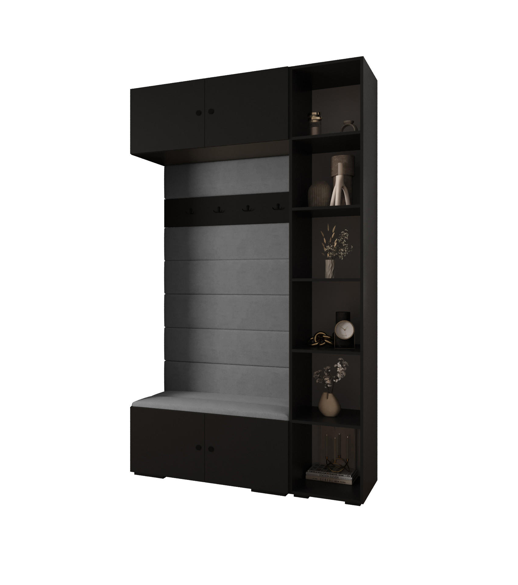 GARDEROBEN-SET 236,7/140/47 - Schwarz/Grau, Holz/Metall (140/236.7/47cm) - Abiks Möbel