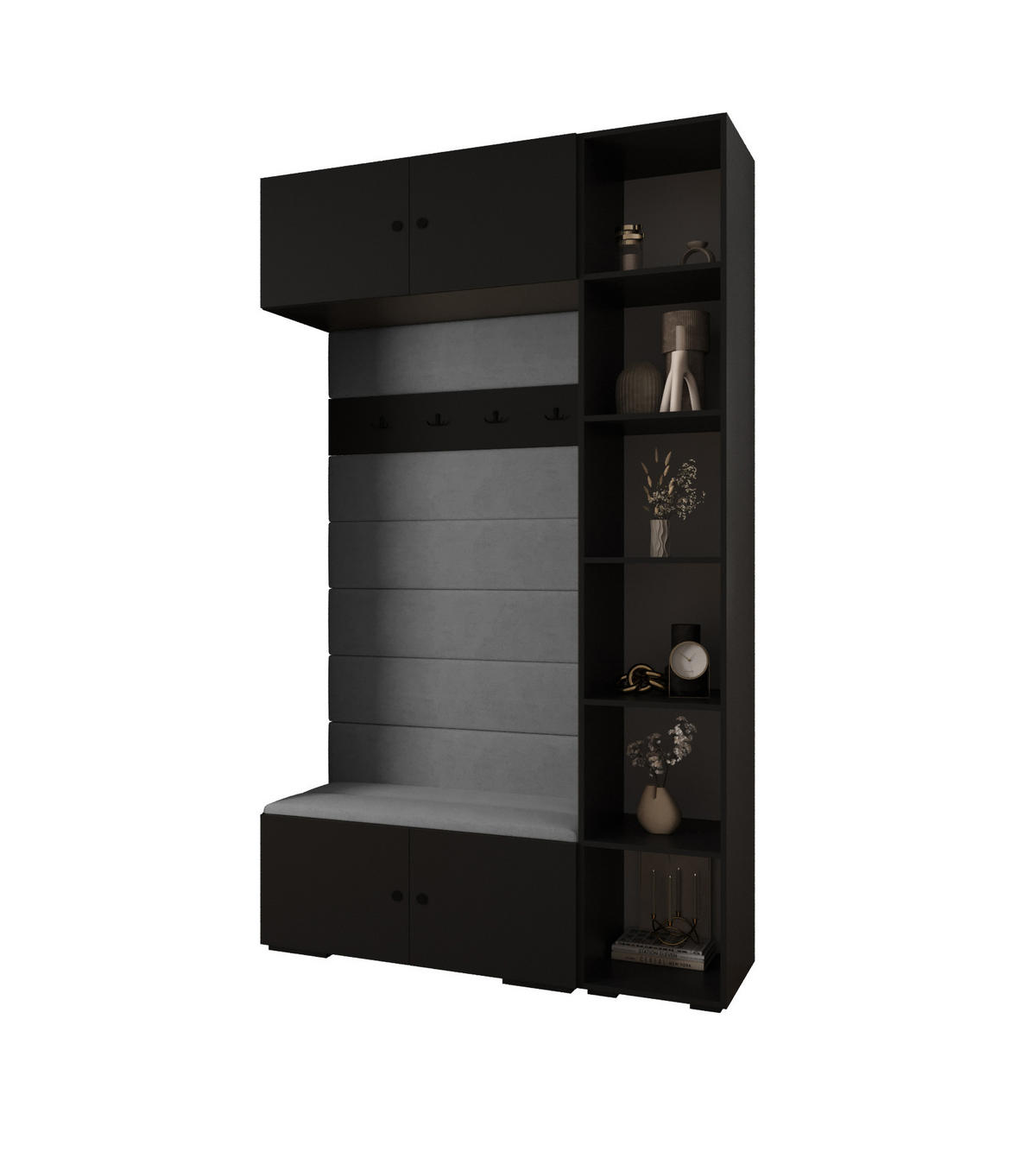 GARDEROBEN-SET 236,7/140/47 - Schwarz/Grau, Holz/Metall (140/236.7/47cm) - Abiks Möbel
