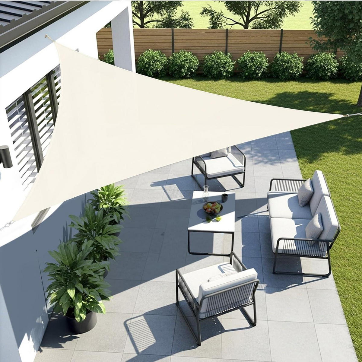 SONNENSEGEL Dreieckig 3.6 x 3.6 x 3.6 m Wasserdicht Cremeweiß - Creme, Textil (360/360cm)