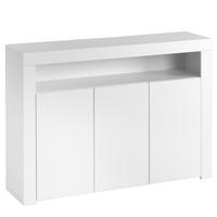 SIDEBOARD DE-37797 mit LED-Beleuchtung und 3 Türen Weiß - Weiß, Holzwerkstoff (130/95/35cm) - ComfortXL