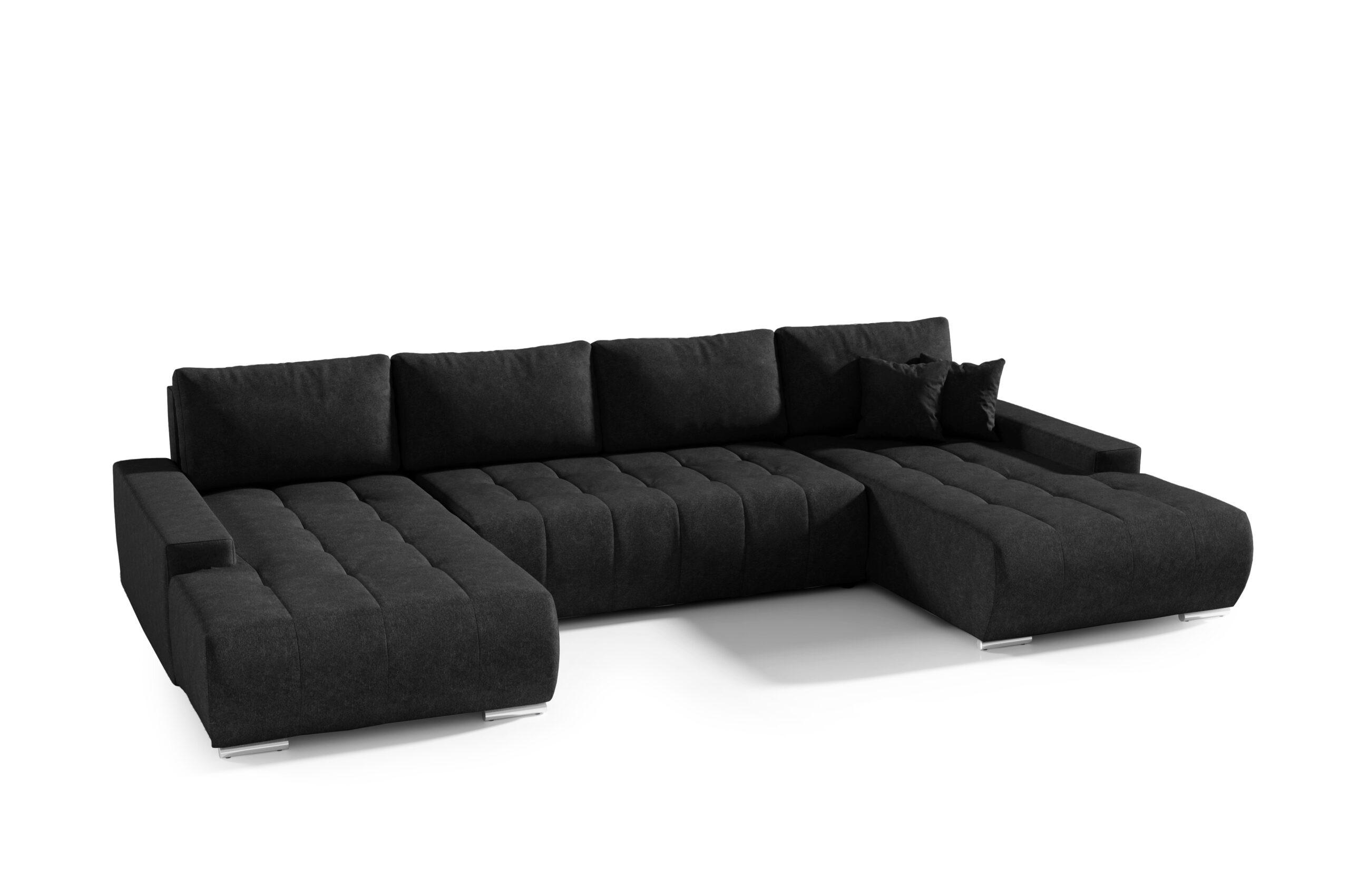 ECKSOFA U Form Bonari U, Schwarz - Grau, Textil (185/85/350cm) - Meblito