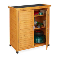 GARTENSCHRANK - Hellbraun, Holz/Metall (86.5/97/47cm) - Relaxdays