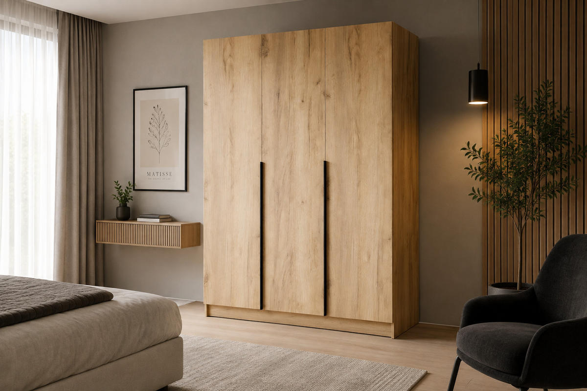SCHIEBETÜRENSCHRANK Riva 150 cm - Eiche Craft Gold - Goldfarben, Holzwerkstoff (150/245/61cm)