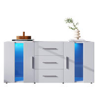 LOWBOARD 140/35/70 cm mit LED-Beleuchtung, 2 Türen und 3 Schubladen - Weiß, Holzwerkstoff (140/70/35cm) - BEAOK