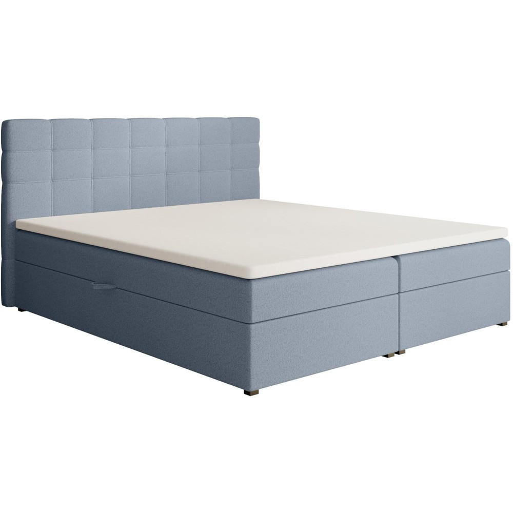 POLSTERBETT Topiq I 184/203/103 hellblau, Bouclé-Stoff - Hellblau, Holzwerkstoff (180/200cm) - Beautysofa