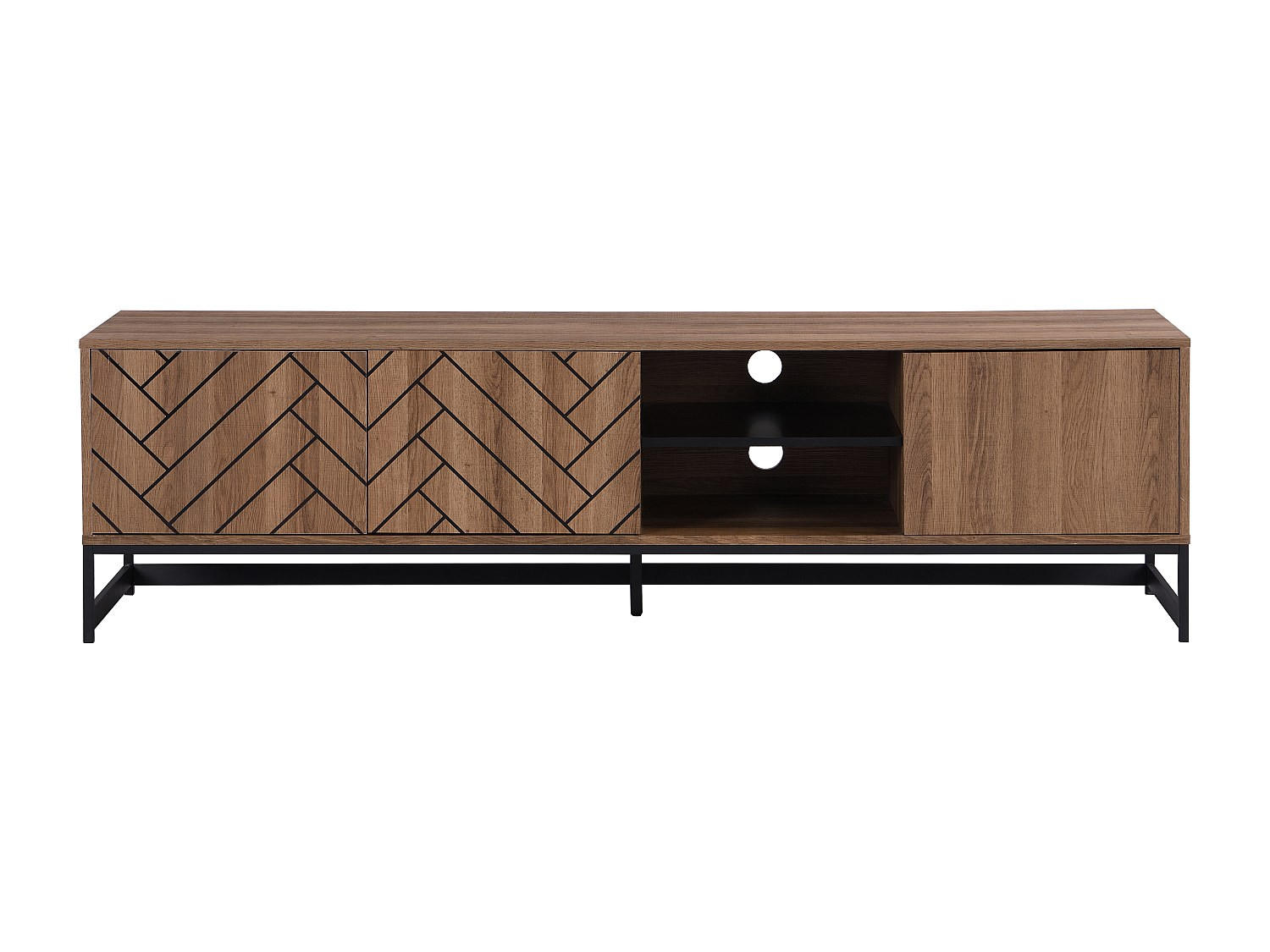 TV-BOARD - 180 cm x 40 cm - Holz, Platte - Schwarz, Naturfarben Dunkel - CARATANA - Schwarz/Naturfarben, Holz (180/50/40cm) - Vente-Unique