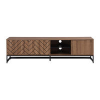 TV-BOARD - 180 cm x 40 cm - Holz, Platte - Schwarz, Naturfarben Dunkel - CARATANA - Schwarz/Naturfarben, Holz (180/50/40cm) - Vente-Unique