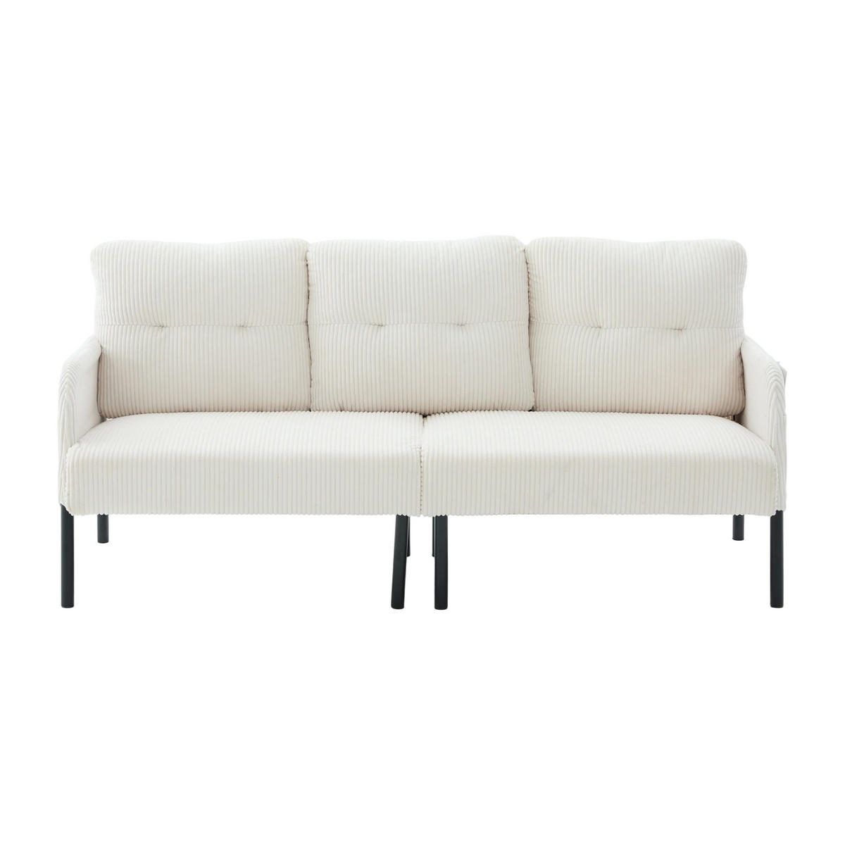 3-SITZER-SOFA DE-33596 mit Seitentaschen Beige - Beige, Metall (171/80/72cm) - ComfortXL