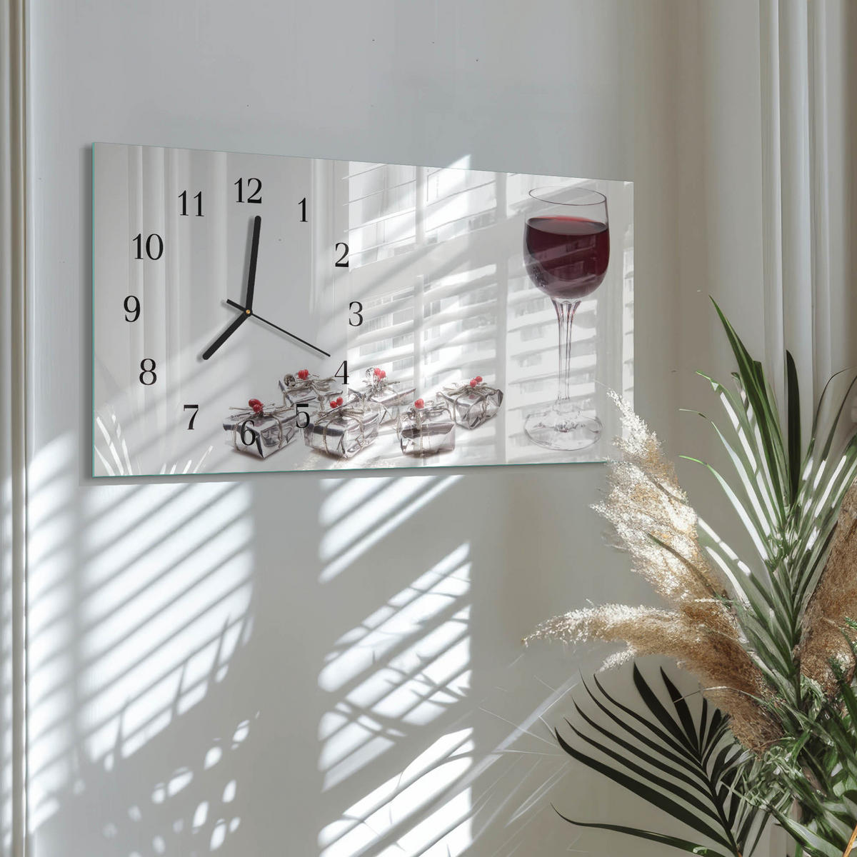 WANDUHR 60x30 cm - Ahornblatt - Multicolor, Glas (60/30/0.4cm) - TULUP