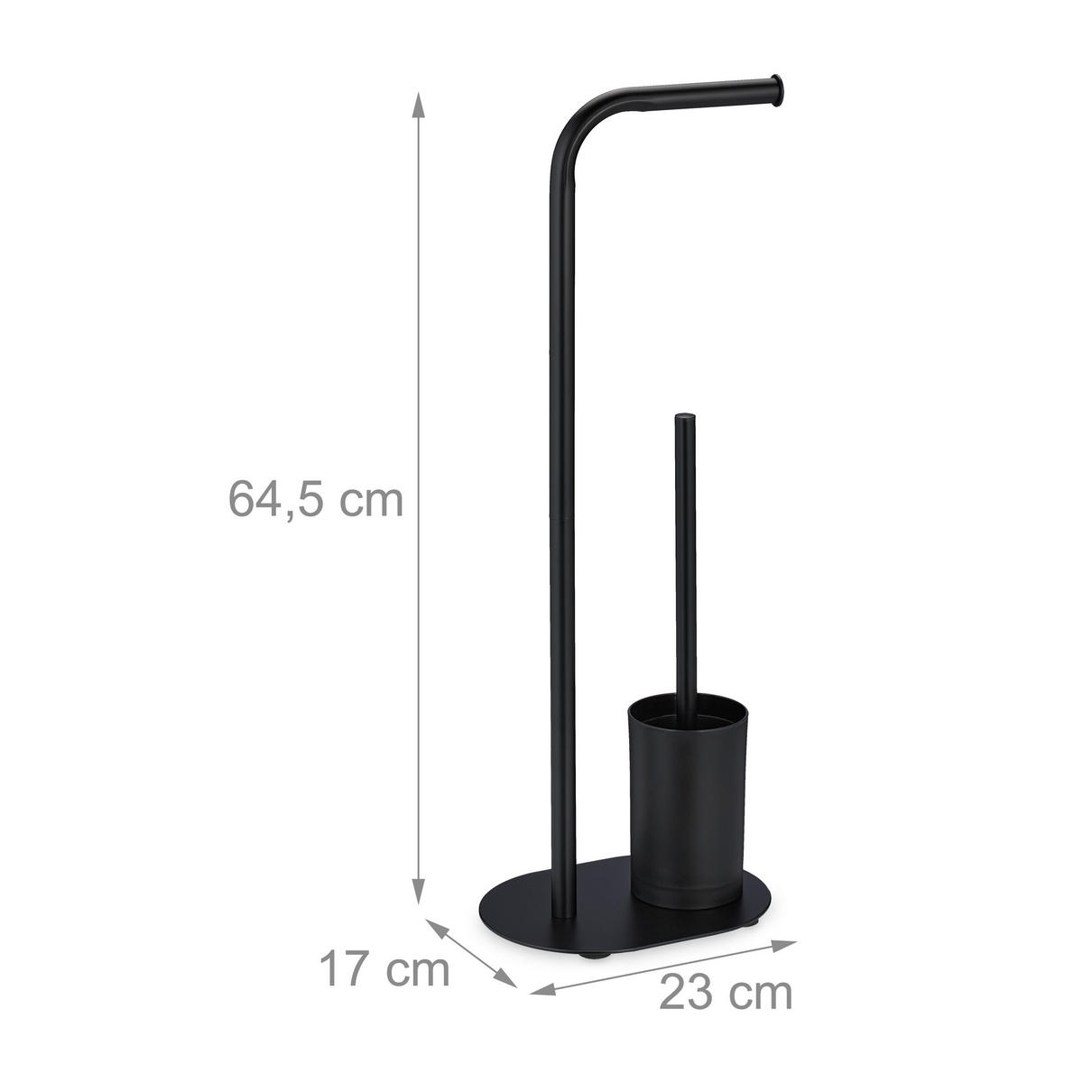 WC-GARNITUR - Schwarz, Kunststoff/Metall (23/64.5/17cm) - Relaxdays