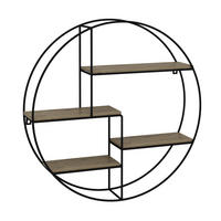 WANDREGAL Fyrk Eiche 55 x 55 cm Rund - Eichefarben/Schwarz, Holzwerkstoff (55/55/11cm) - Vicco