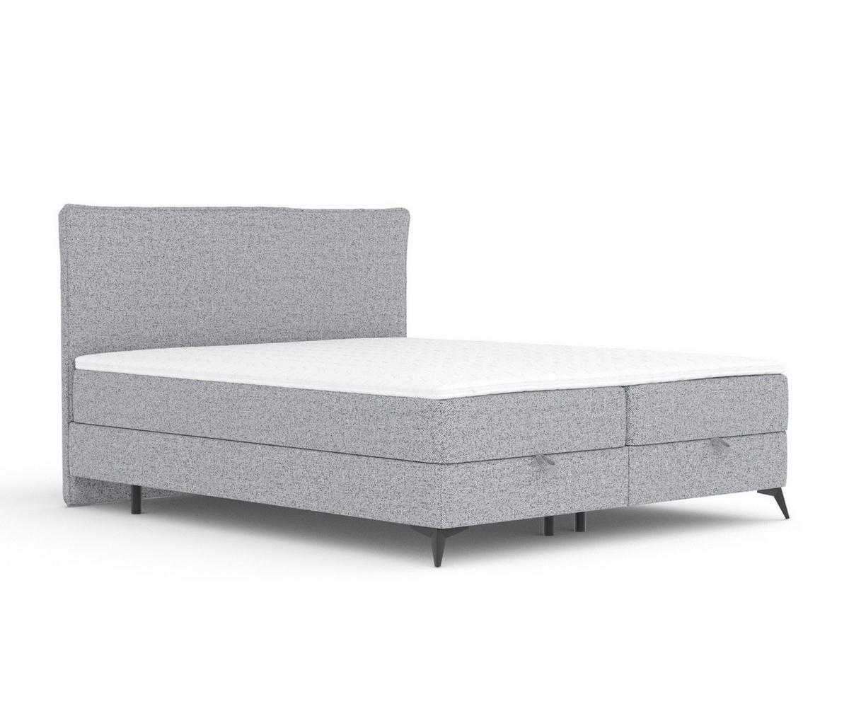 BOXBETT Peru Grau 200/200 cm im Webstoff - Schwarz/Grau, Holz/Holzwerkstoff (200/200cm) - Maison de Reve