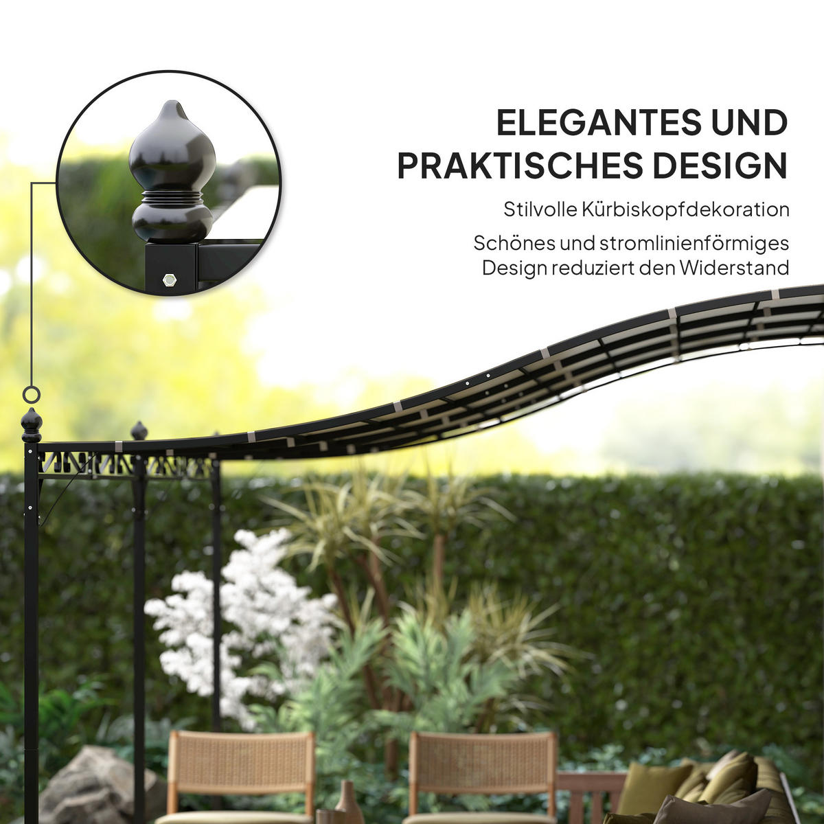 ANBAUPAVILLON Pergola mit Dach - Creme, Metall (298/253/491cm) - Outsunny