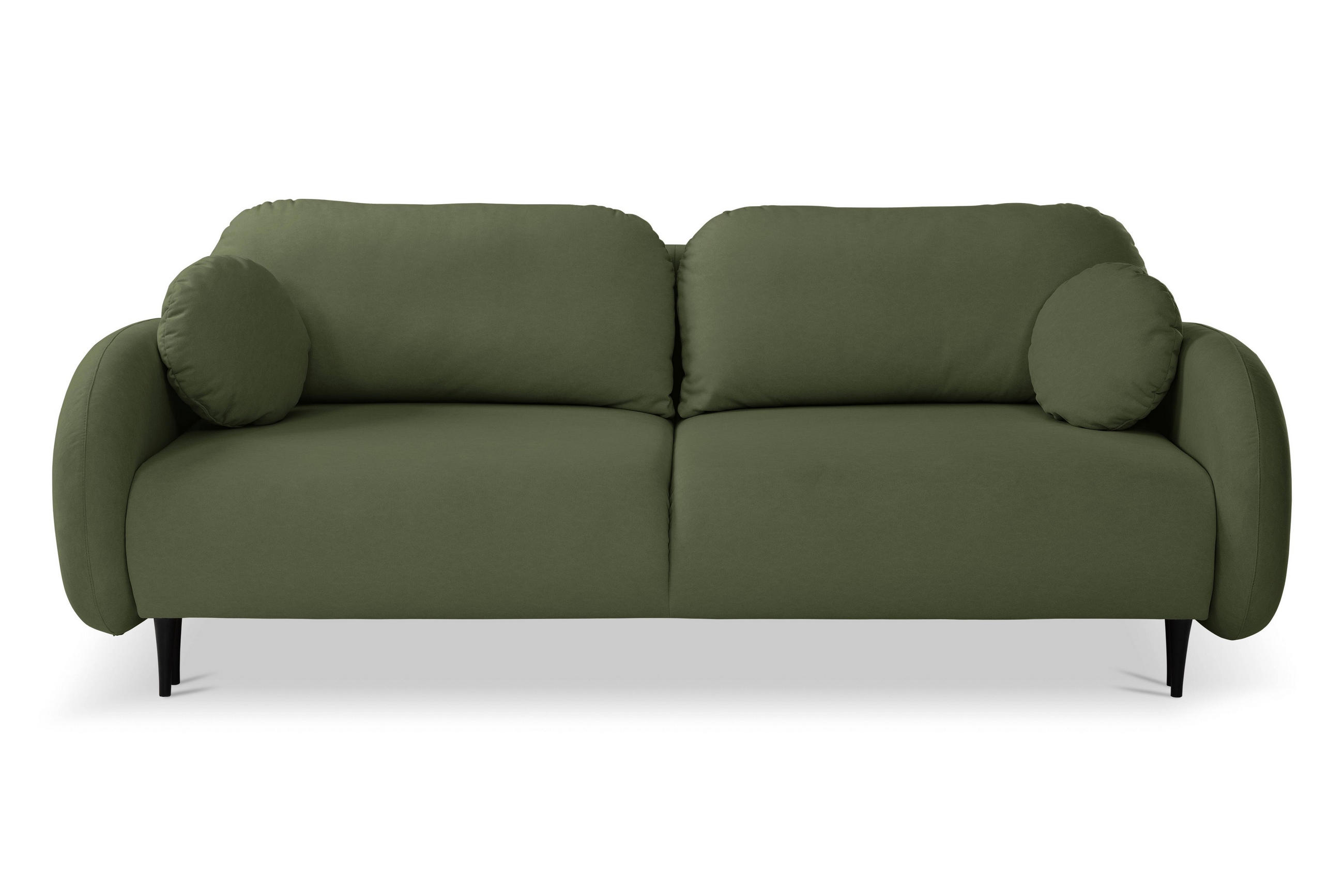 BETTSOFA AGIO Grün Plüsch-Stoff mit Schlaffunktion - Grün, Holz (232/95/109cm) - MASSENO