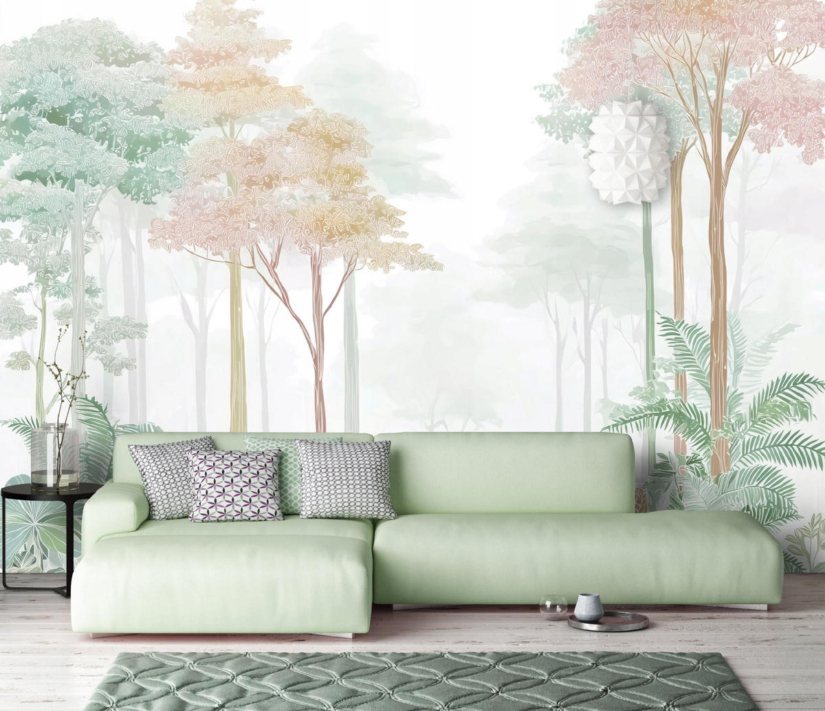 FOTOTAPETE Wald Bäume Grün 250x175 cm - Multicolor, Papier (250/175cm) - Wallarena