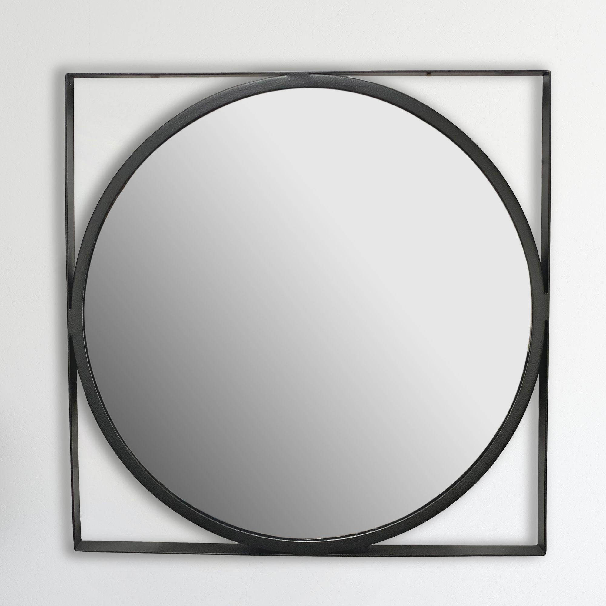 WANDSPIEGEL Rund Metall Schwarz 54x54 cm Quadratischer Rahmen - Schwarz, Glas (54/54/3cm) - KADIMA DESIGN