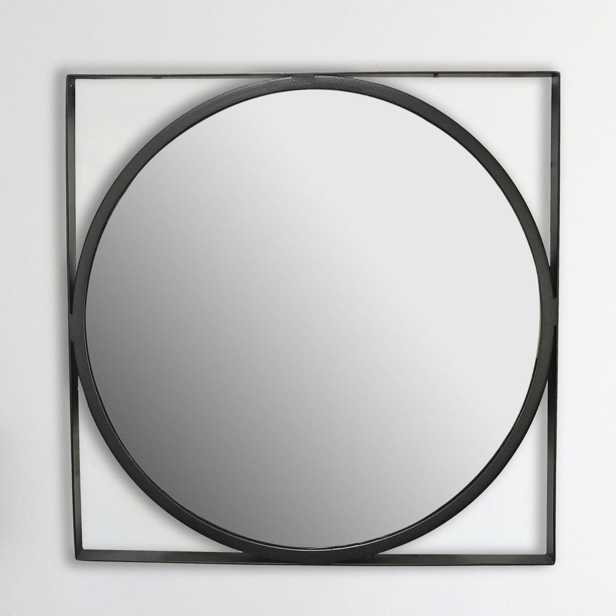 WANDSPIEGEL Rund Metall Schwarz 54x54 cm Quadratischer Rahmen - Schwarz, Glas (54/54/3cm) - KADIMA DESIGN