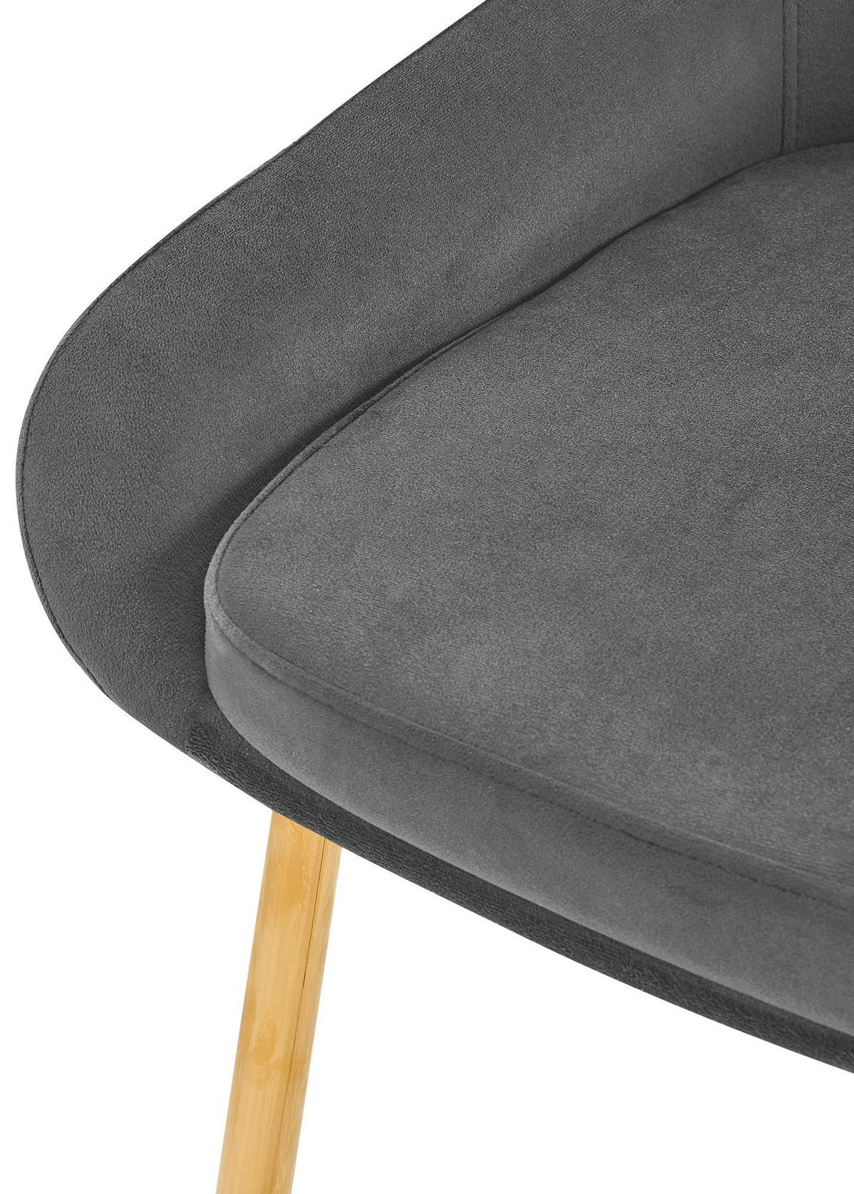 STUHL Samt Dunkelgrau - Dunkelgrau/Goldfarben, Textil (50/86/53cm) - CLP