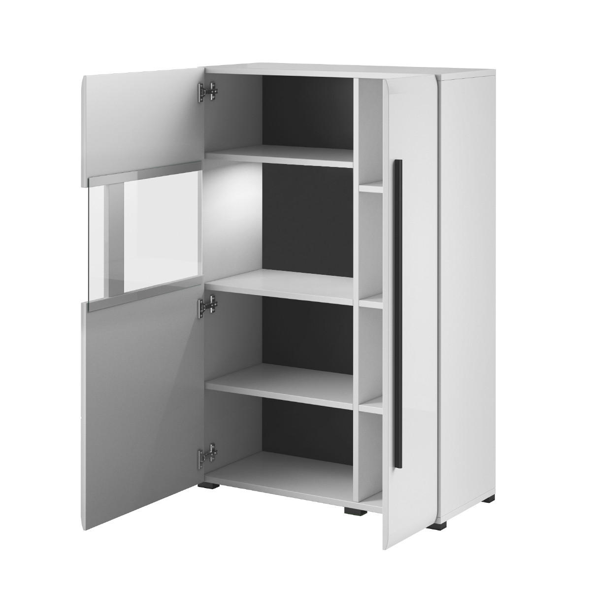 VITRÍNA Louis Bílá - bílá, kompozitní dřevo (90/136/39cm) - Petits-meubles