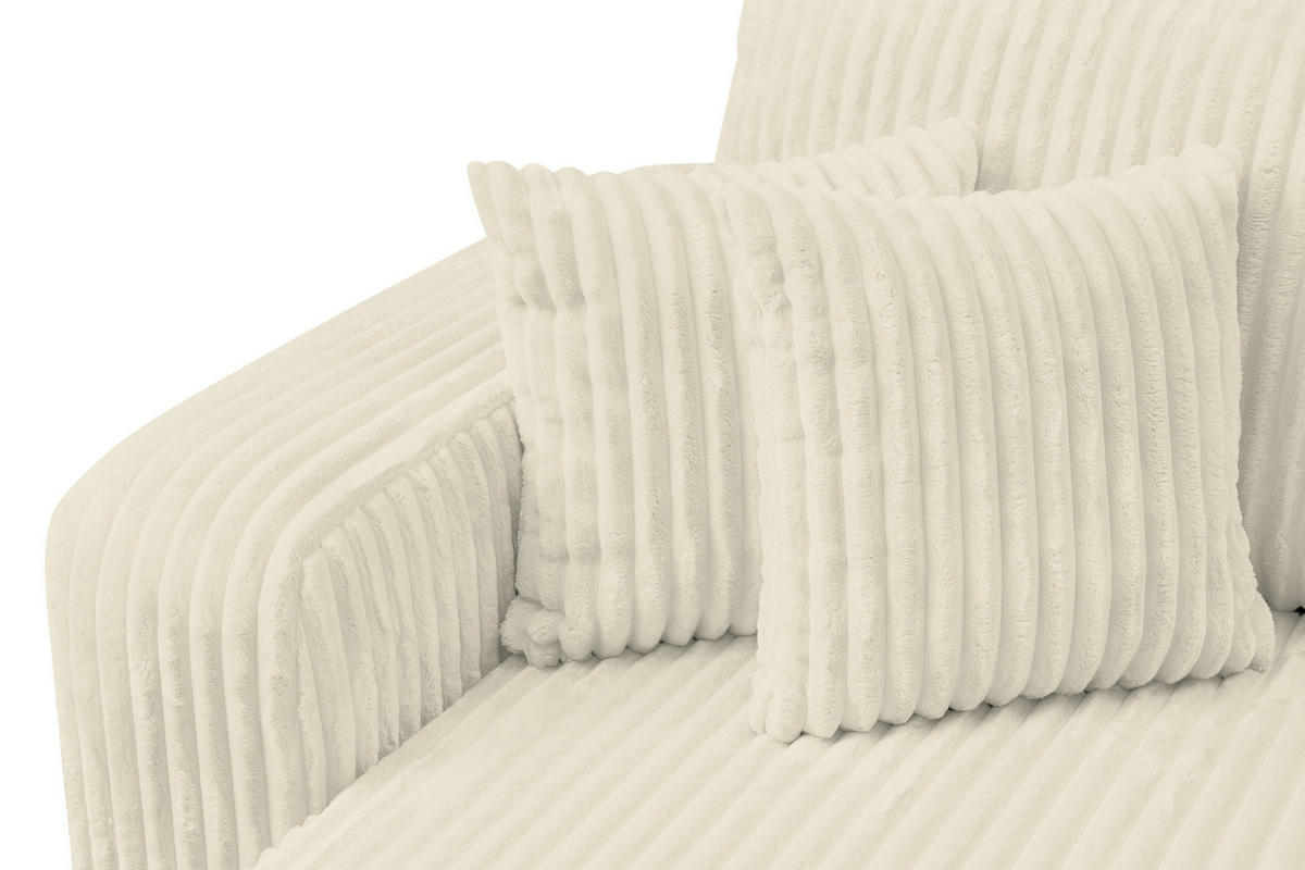 ECKSOFA Tilly, Eckcouch in L-Form mit Schlaffunktion und Bettkasten, Farbe: Beige, Cordstoff, Ottomane Universal - Beige, Textil (244/142cm) - VENASI MÖBEL