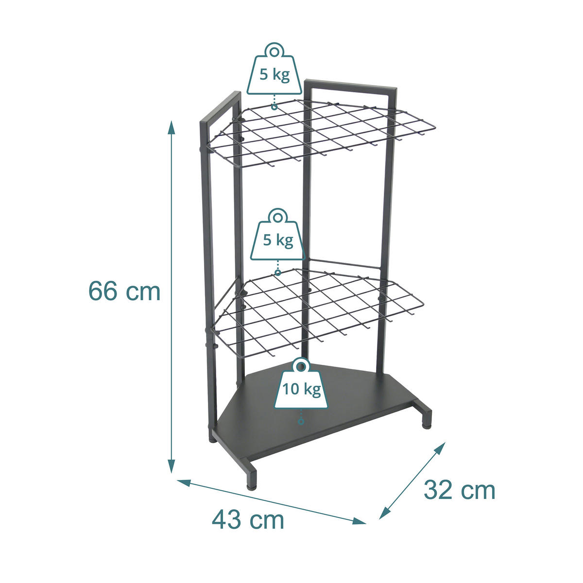 REDSKAPSSTÄLL Antracit stål för 34 verktyg - Antracit, Metall (43/66/32cm) - Relaxdays