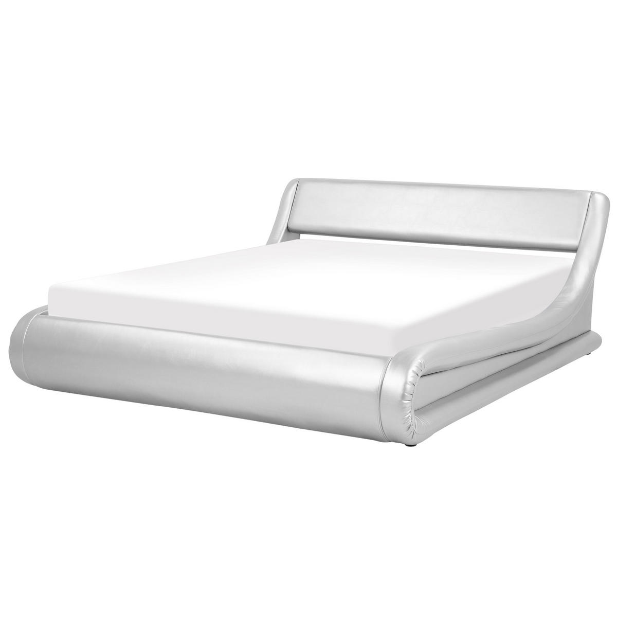 BETT 180/200cm Silber Avignon - Silberfarben, Kunststoff/Textil (180/200cm) - Beliani