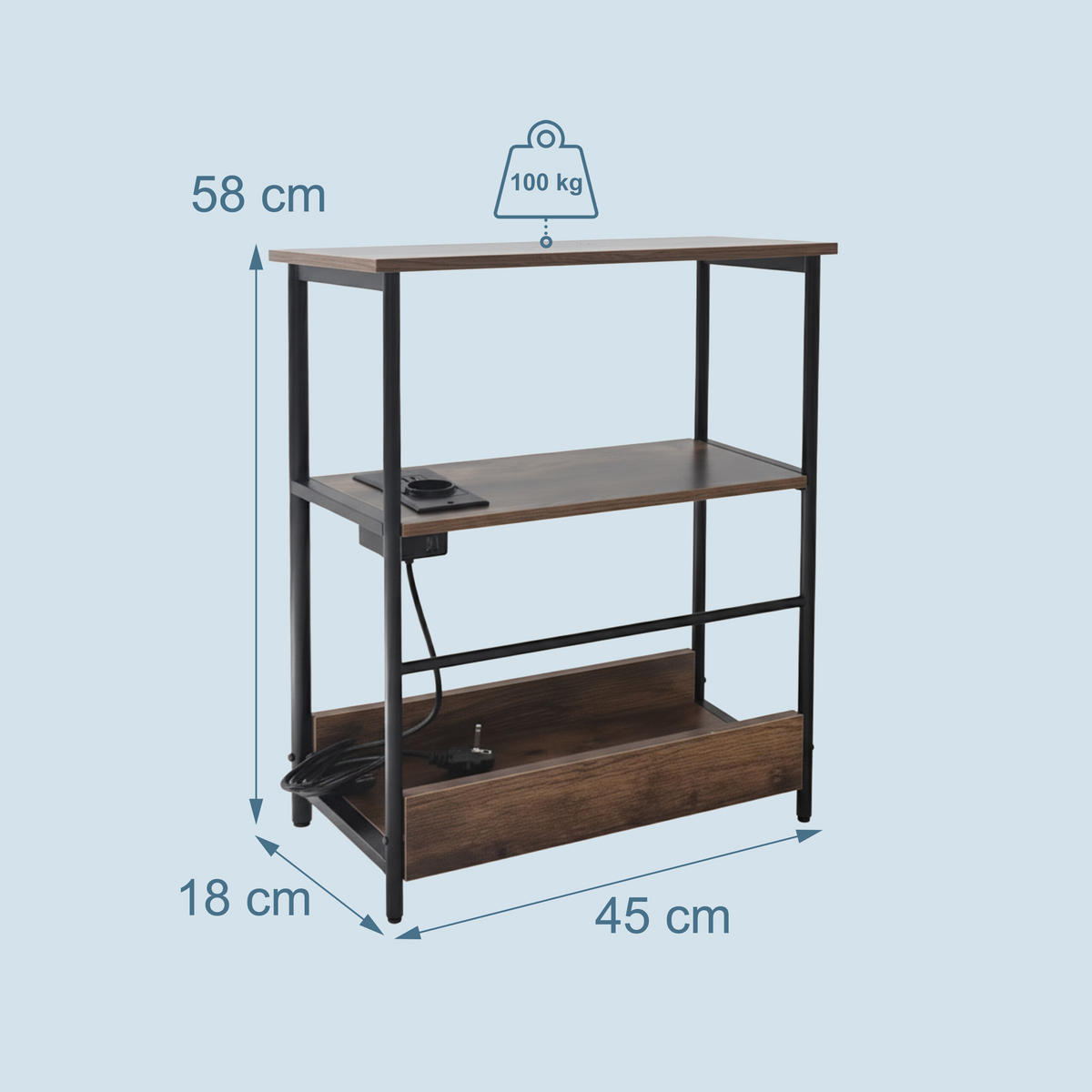 BEISTELLTISCH - Dunkelbraun, Holzwerkstoff/Metall (18/18/58cm) - Relaxdays
