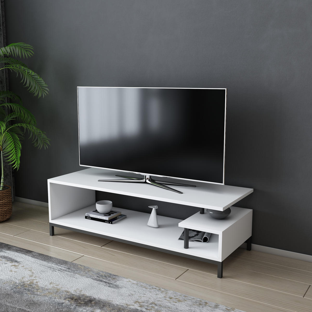 TV-LOWBOARD Reilly Schwarz-Weiß - Schwarz/Weiß, Holzwerkstoff (120/38/45cm) - Decorotika