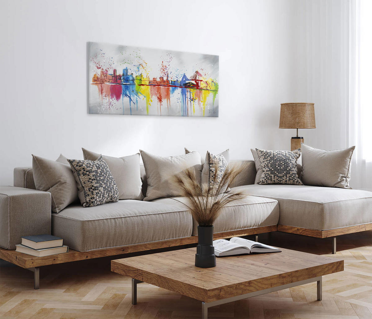 ACRYLBILD HANDGEMALT 120/60 cm - Multicolor/Grau, Holz/Textil (120/60cm) - KUNSTLOFT