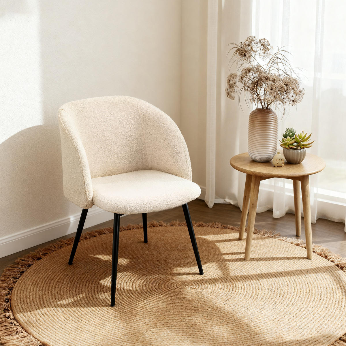 ARMLEHNSTUHL 2er-Set Creme 55.0/62.0/80.0 cm - Creme, Textil (62/80/55cm)