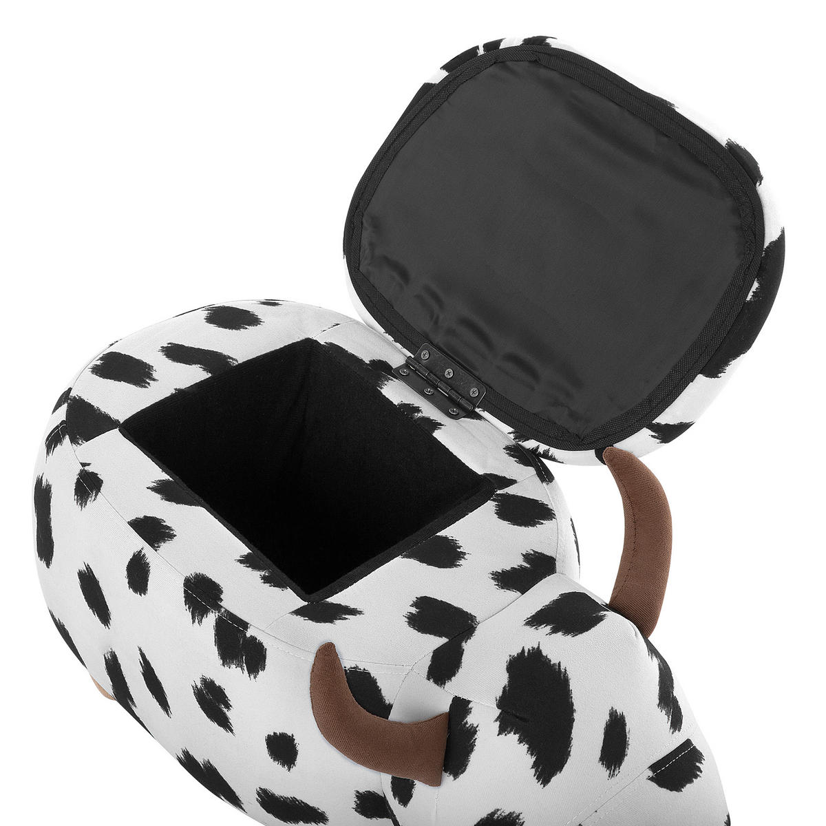 HOCKER Cow 32/60/35 cm - Schwarz, Kunststoff/Textil (60/35/32cm) - Beliani