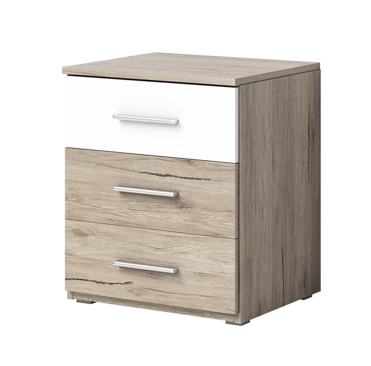 BETT Bilbao Eiche Sanremo weiß 3-teilig - Weiß/Braun, Holz/Holzwerkstoff (160/200cm) - Feldmann-Wohnen