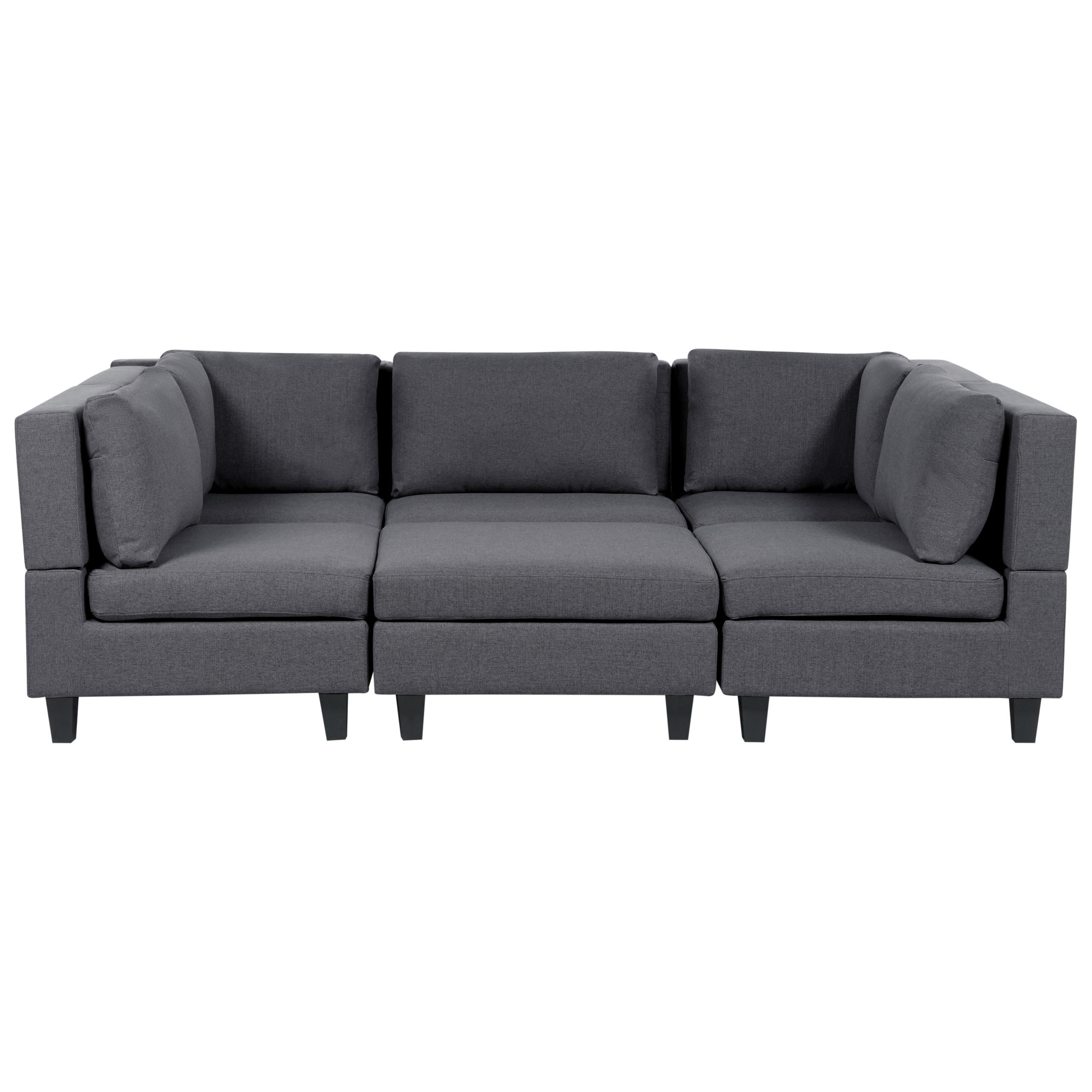 5-SITZER-MODULSOFA U-förmiges Dunkelgrau Stoff mit Ottomane Unstad - Dunkelgrau, Textil (228/72/76cm) - Beliani
