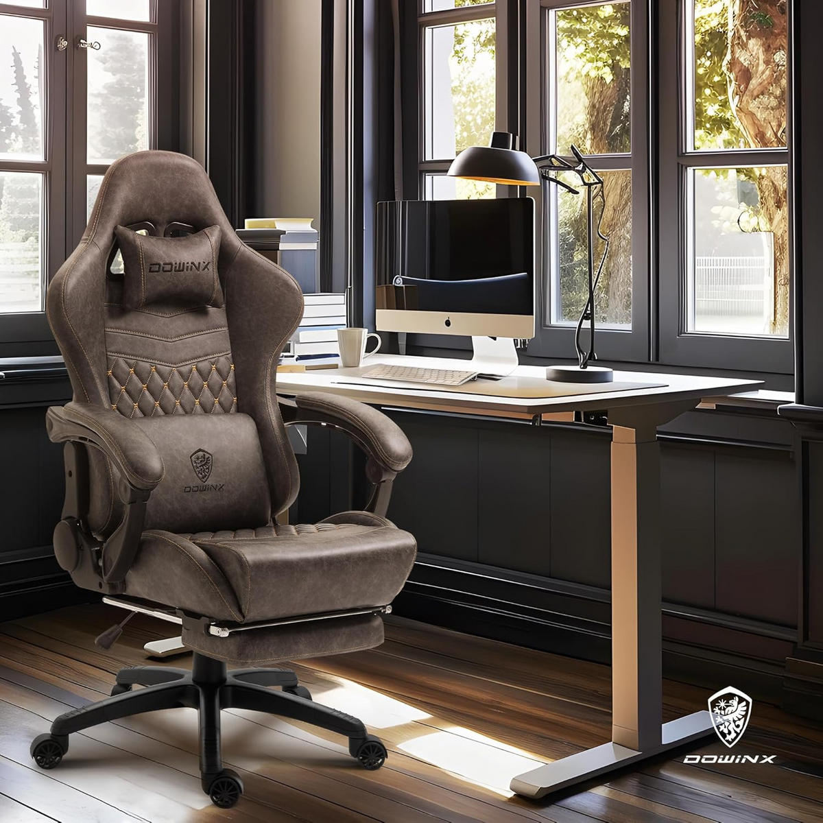GAMING-STUHL Ergonomisch Verstellbarer 90°-170° Für Homeoffice/Gaming - Braun, Leder (60/115/60cm)