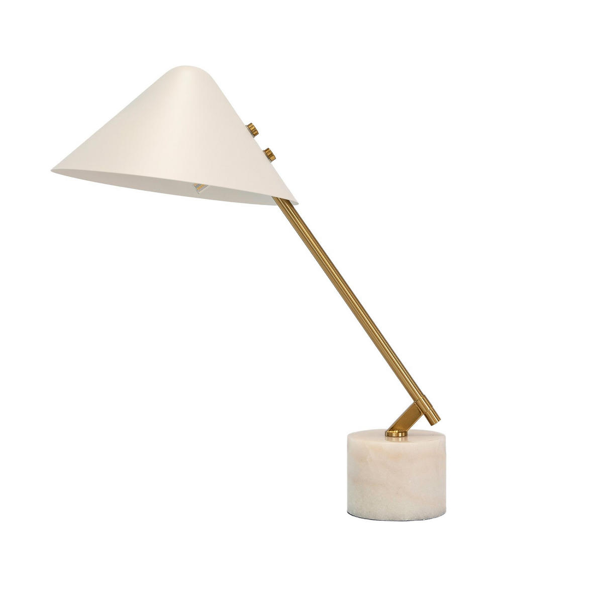 TISCHLEUCHTE aus weißem Stahl und poliertem goldfarbenem Stahl mit Sockel aus Keramikmarmor 55/32/60 cm - Weiß, Metall (32/55/60cm) - The Lumine