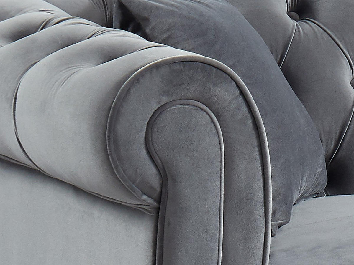 CHESTERFIELD Ecksofa - Samt - Anthrazit - TOLEDO - Anthrazit, Textil (228/72/163cm) - Vente-Unique