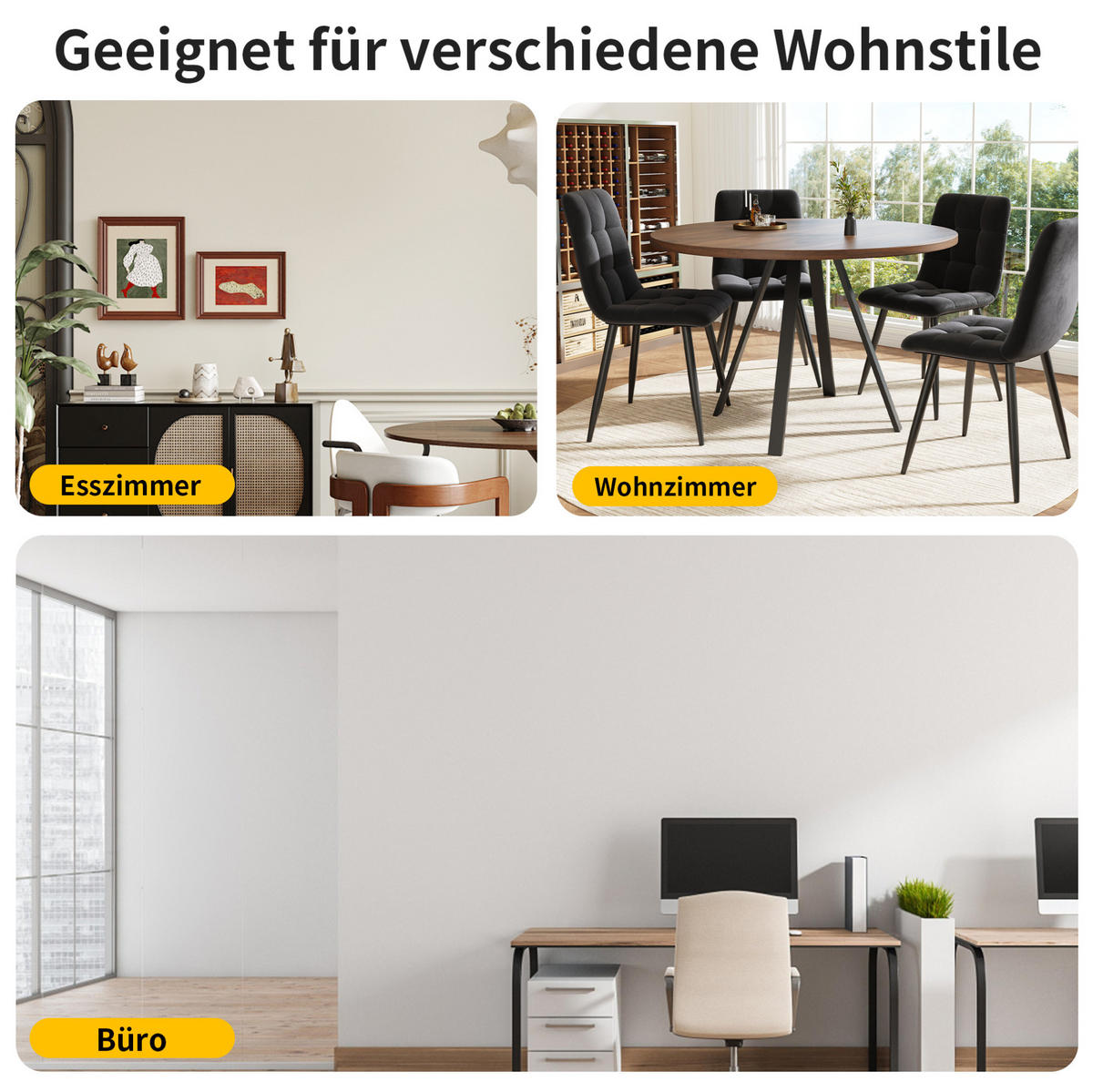 80/75/80 cm Walnussfarben/Schwarz aus MDF und Metall - Walnussfarben/Schwarz, Holzwerkstoff (80/80/75cm) - OKMYHOME
