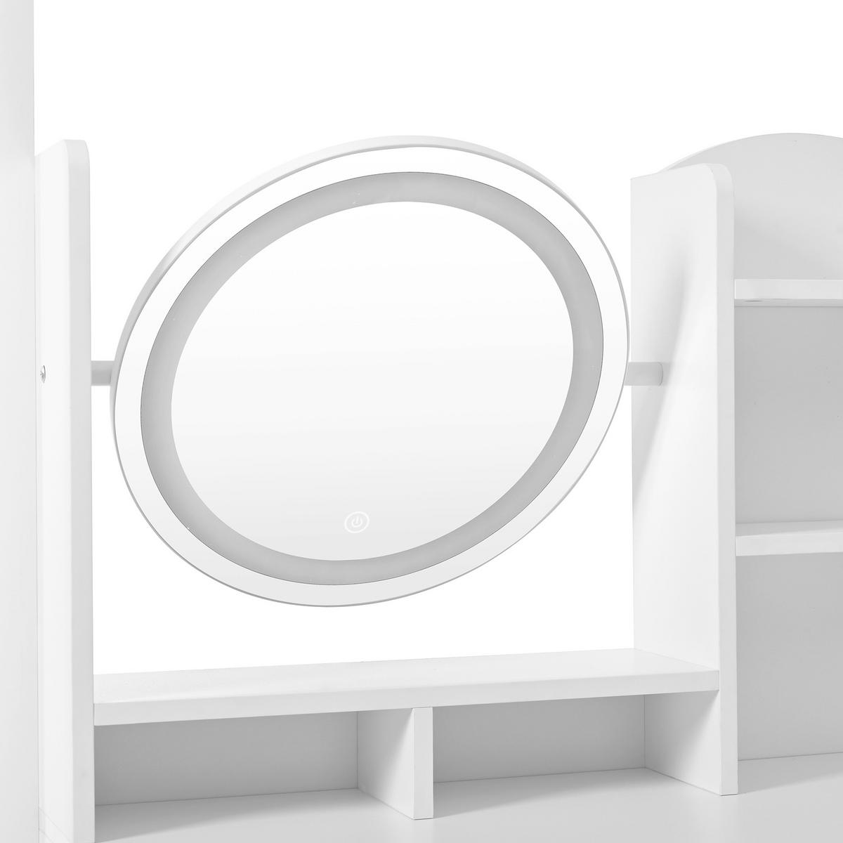 SCHMINKTISCH mit Hocker Weiß 109/36/164 CM - Weiß, Glas/Holzwerkstoff (36/164/109cm) - Urban Meuble