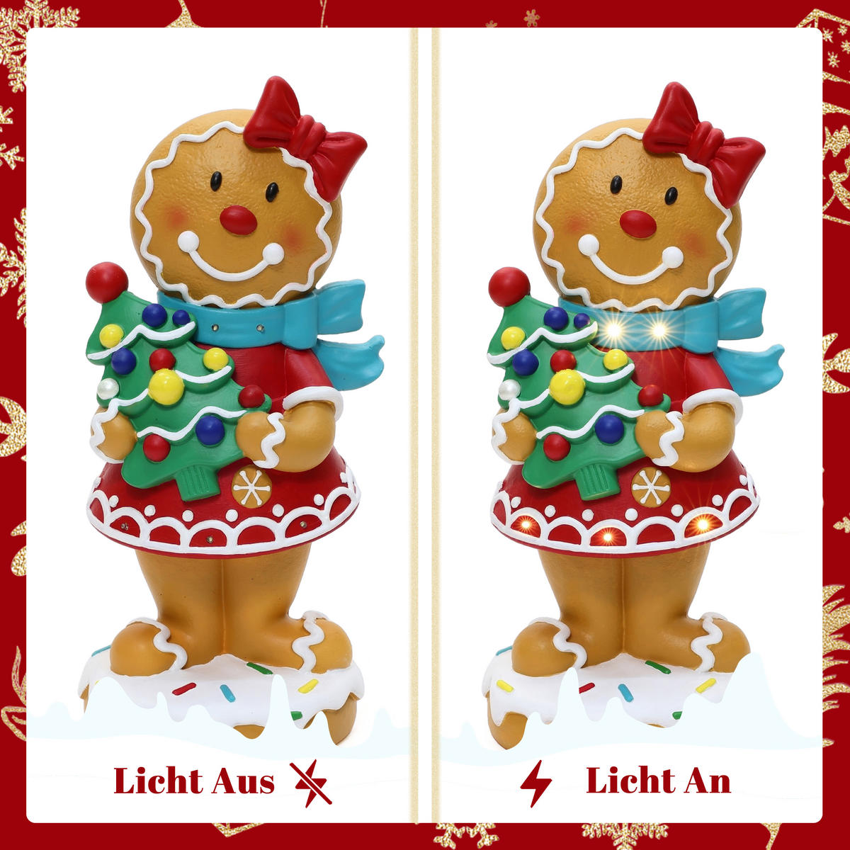 LEBKUCHENMANN Stehfigur 61CM HTHD0368-S - Braun, Stein (23.5/61/28cm) - Hometopia