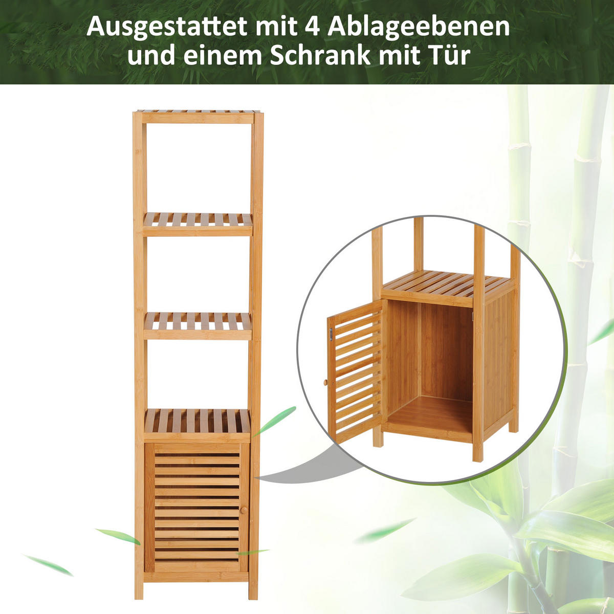 BADSCHRANK - Naturfarben, Holzwerkstoff (33/140/36cm) - HOMCOM